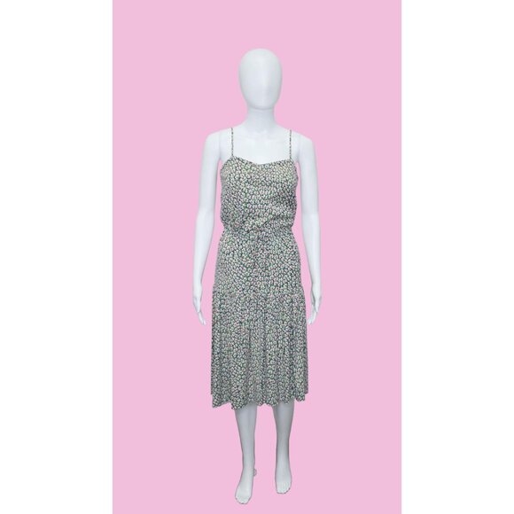 1970s DVF DIANE von FÜRSTENBERG Floral Print. Blue, Green, and Orange. Sleeveles - Picture 2 of 10